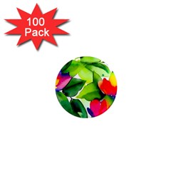 Watercolor Flowers Leaves Foliage Nature Floral Spring 1  Mini Magnets (100 Pack) 