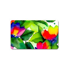 Watercolor Flowers Leaves Foliage Nature Floral Spring Magnet (name Card) by Maspions