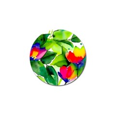 Watercolor Flowers Leaves Foliage Nature Floral Spring Golf Ball Marker by Maspions