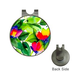 Watercolor Flowers Leaves Foliage Nature Floral Spring Hat Clips With Golf Markers by Maspions