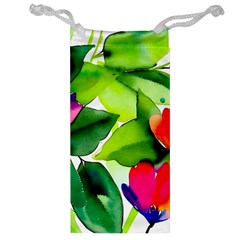 Watercolor Flowers Leaves Foliage Nature Floral Spring Jewelry Bag