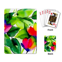 Watercolor Flowers Leaves Foliage Nature Floral Spring Playing Cards Single Design (rectangle) by Maspions