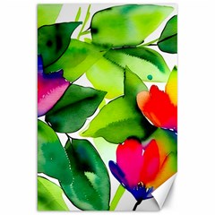 Watercolor Flowers Leaves Foliage Nature Floral Spring Canvas 20  X 30 