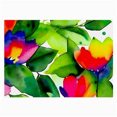 Watercolor Flowers Leaves Foliage Nature Floral Spring Large Glasses Cloth