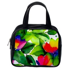 Watercolor Flowers Leaves Foliage Nature Floral Spring Classic Handbag (one Side) by Maspions