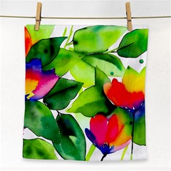 Watercolor Flowers Leaves Foliage Nature Floral Spring Face Towel