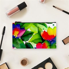 Watercolor Flowers Leaves Foliage Nature Floral Spring Cosmetic Bag (small)