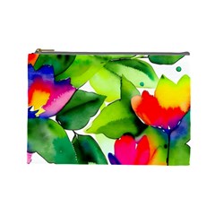 Watercolor Flowers Leaves Foliage Nature Floral Spring Cosmetic Bag (large) by Maspions