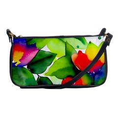 Watercolor Flowers Leaves Foliage Nature Floral Spring Shoulder Clutch Bag