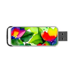 Watercolor Flowers Leaves Foliage Nature Floral Spring Portable Usb Flash (two Sides)