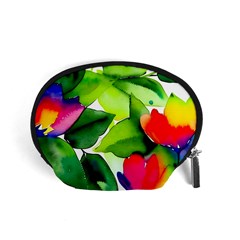 Watercolor Flowers Leaves Foliage Nature Floral Spring Accessory Pouch (small)