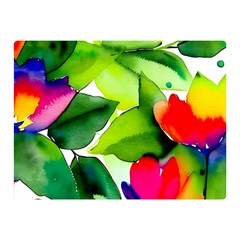 Watercolor Flowers Leaves Foliage Nature Floral Spring Two Sides Premium Plush Fleece Blanket (mini)