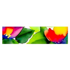 Watercolor Flowers Leaves Foliage Nature Floral Spring Oblong Satin Scarf (16  X 60 ) by Maspions