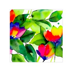 Watercolor Flowers Leaves Foliage Nature Floral Spring Square Satin Scarf (30  X 30 ) by Maspions