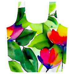 Watercolor Flowers Leaves Foliage Nature Floral Spring Full Print Recycle Bag (xxxl) by Maspions