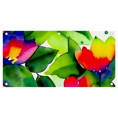 Watercolor Flowers Leaves Foliage Nature Floral Spring Banner And Sign 4  X 2  by Maspions