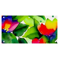 Watercolor Flowers Leaves Foliage Nature Floral Spring Banner And Sign 6  X 3 