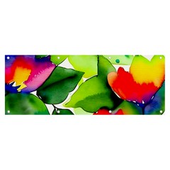 Watercolor Flowers Leaves Foliage Nature Floral Spring Banner And Sign 8  X 3 