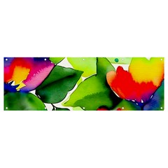 Watercolor Flowers Leaves Foliage Nature Floral Spring Banner And Sign 12  X 4  by Maspions