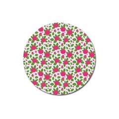 Flowers Leaves Roses Pattern Floral Nature Background Magnet 3  (round) by Maspions