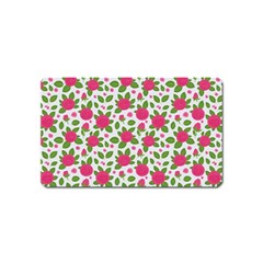 Flowers Leaves Roses Pattern Floral Nature Background Magnet (name Card)