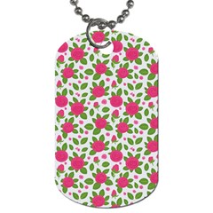 Flowers Leaves Roses Pattern Floral Nature Background Dog Tag (two Sides)