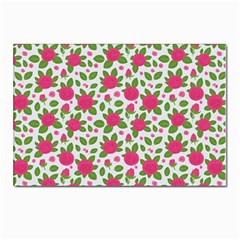 Flowers Leaves Roses Pattern Floral Nature Background Postcard 4 x 6  (pkg Of 10)