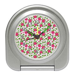 Flowers Leaves Roses Pattern Floral Nature Background Travel Alarm Clock