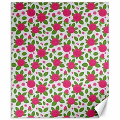 Flowers Leaves Roses Pattern Floral Nature Background Canvas 8  X 10 