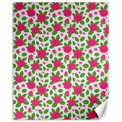 Flowers Leaves Roses Pattern Floral Nature Background Canvas 16  X 20 