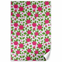 Flowers Leaves Roses Pattern Floral Nature Background Canvas 24  X 36 