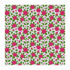 Flowers Leaves Roses Pattern Floral Nature Background Medium Glasses Cloth