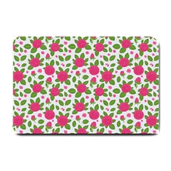 Flowers Leaves Roses Pattern Floral Nature Background Small Doormat