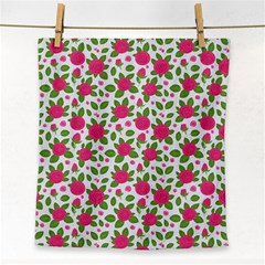 Flowers Leaves Roses Pattern Floral Nature Background Face Towel