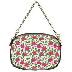 Flowers Leaves Roses Pattern Floral Nature Background Chain Purse (one Side)