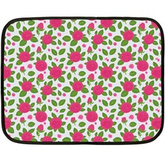 Flowers Leaves Roses Pattern Floral Nature Background Fleece Blanket (mini)