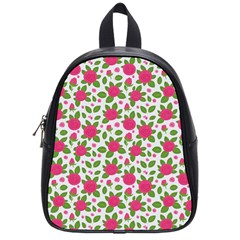 Flowers Leaves Roses Pattern Floral Nature Background School Bag (small)