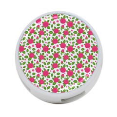 Flowers Leaves Roses Pattern Floral Nature Background 4-port Usb Hub (one Side)