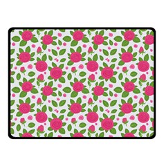 Flowers Leaves Roses Pattern Floral Nature Background Fleece Blanket (small)