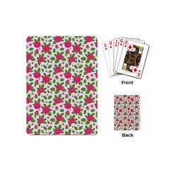 Flowers Leaves Roses Pattern Floral Nature Background Playing Cards Single Design (mini) by Maspions