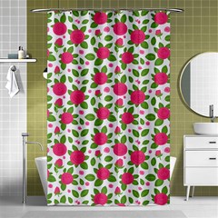 Flowers Leaves Roses Pattern Floral Nature Background Shower Curtain 48  X 72  (small)  by Maspions