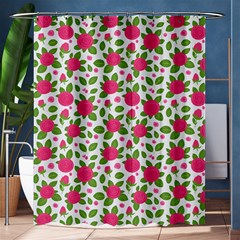 Flowers Leaves Roses Pattern Floral Nature Background Shower Curtain 60  X 72  (medium)  by Maspions