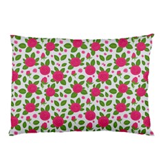 Flowers Leaves Roses Pattern Floral Nature Background Pillow Case (two Sides)