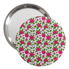 Flowers Leaves Roses Pattern Floral Nature Background 3  Handbag Mirrors