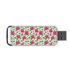 Flowers Leaves Roses Pattern Floral Nature Background Portable Usb Flash (one Side)