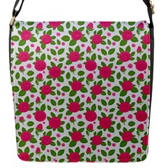 Flowers Leaves Roses Pattern Floral Nature Background Flap Closure Messenger Bag (s)