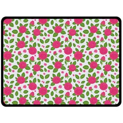 Flowers Leaves Roses Pattern Floral Nature Background Two Sides Fleece Blanket (large)