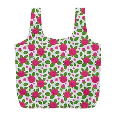 Flowers Leaves Roses Pattern Floral Nature Background Full Print Recycle Bag (l)