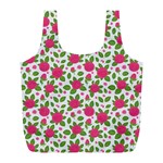 Flowers Leaves Roses Pattern Floral Nature Background Full Print Recycle Bag (L) Front