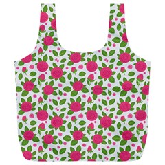 Flowers Leaves Roses Pattern Floral Nature Background Full Print Recycle Bag (xl)